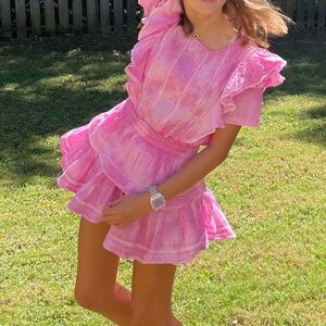 LoveShackFancy Pink Natasha Mini Dress